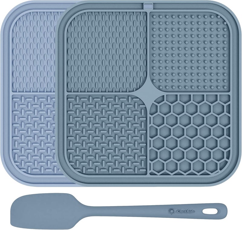ChefAide 2 Pack Lick Mat for Dogs,Cats,Upgraded 8.5×8.5 inches Licking Mats with Suction Cups,Slow Feeder Licking Pad for Anxiety Relief and Boredom Reducer,Suitable for Dog Training Set 9 - Image 1